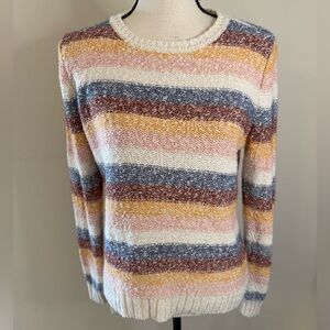 Peyton Primrose textured colorful striped chunky sweater SZ medium
